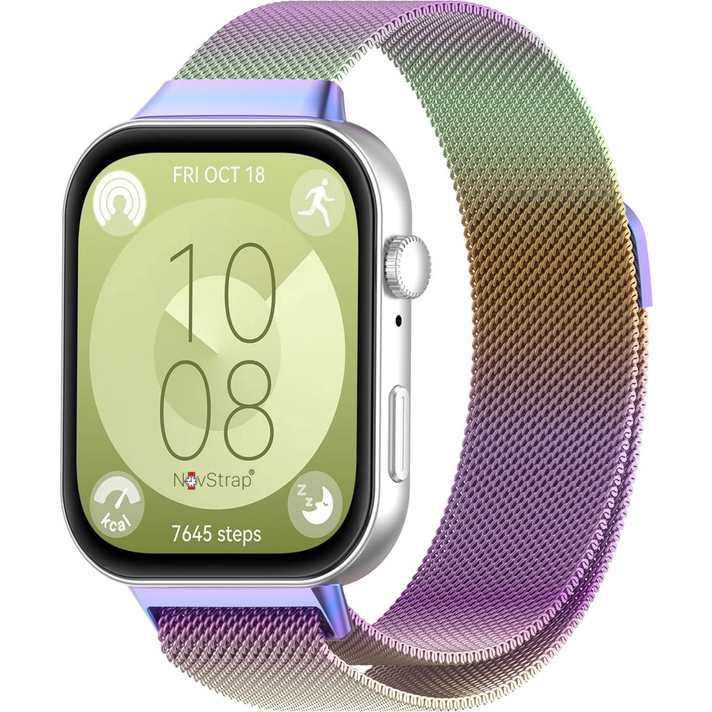 NovStrap Huawei Watch Fit 4 Pro/Fit 4/Fit 3 ile Uyumlu Kordon Kayış Metal Hasır Örgü Çelik Kordon - Gökkuşağı Akıllı Saat Aksesuarı Fiyatı