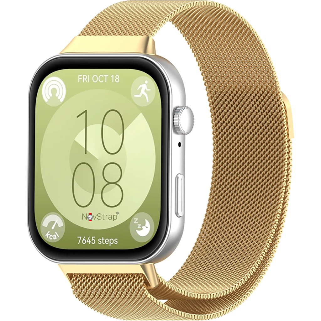 NovStrap Huawei Watch Fit 4 Pro/Fit 4/Fit 3 ile Uyumlu Kordon Kayış Metal Hasır Örgü Çelik Kordon - Gold Akıllı Saat Aksesuarı Fiyatı
