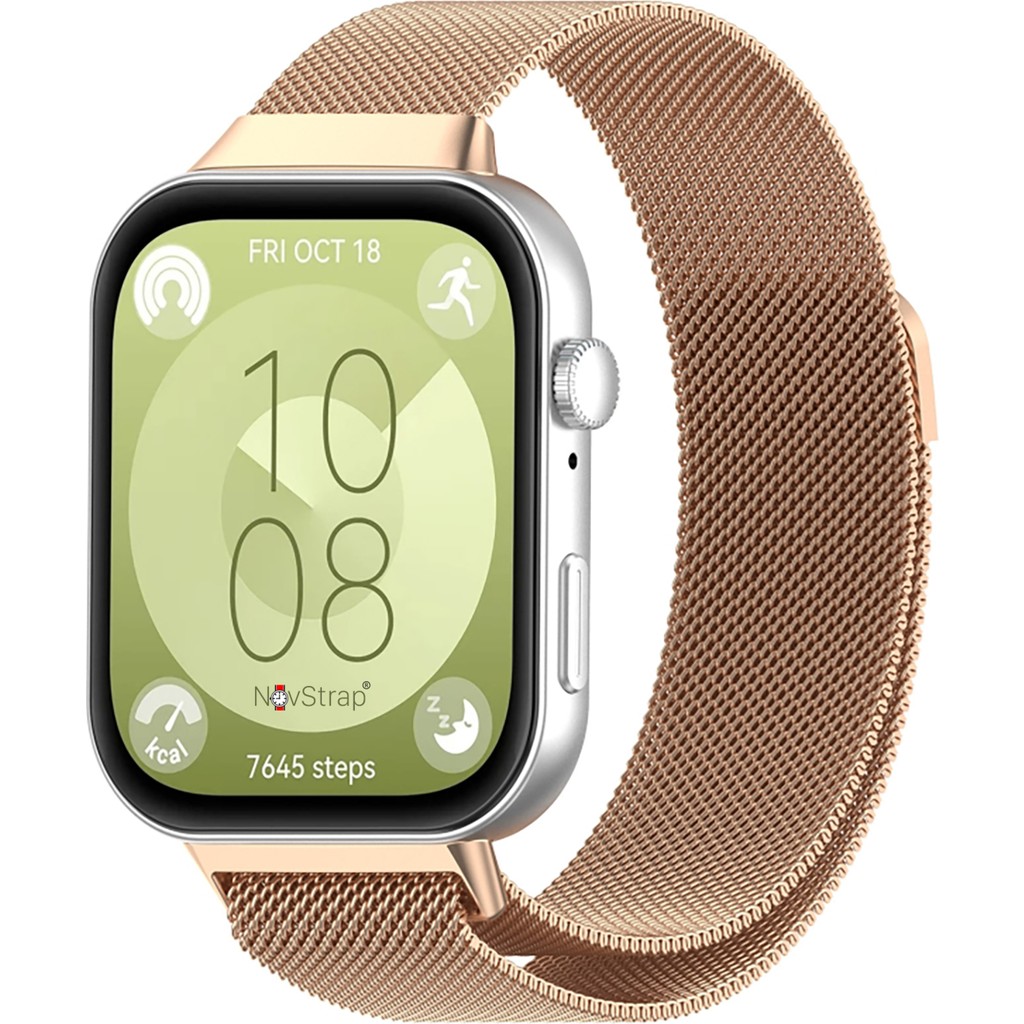 NovStrap Huawei Watch Fit 4 Pro/Fit 4/Fit 3 ile Uyumlu Kordon Kayış Metal Hasır Örgü Çelik Kordon - Rose Gold Akıllı Saat Aksesuarı Fiyatı