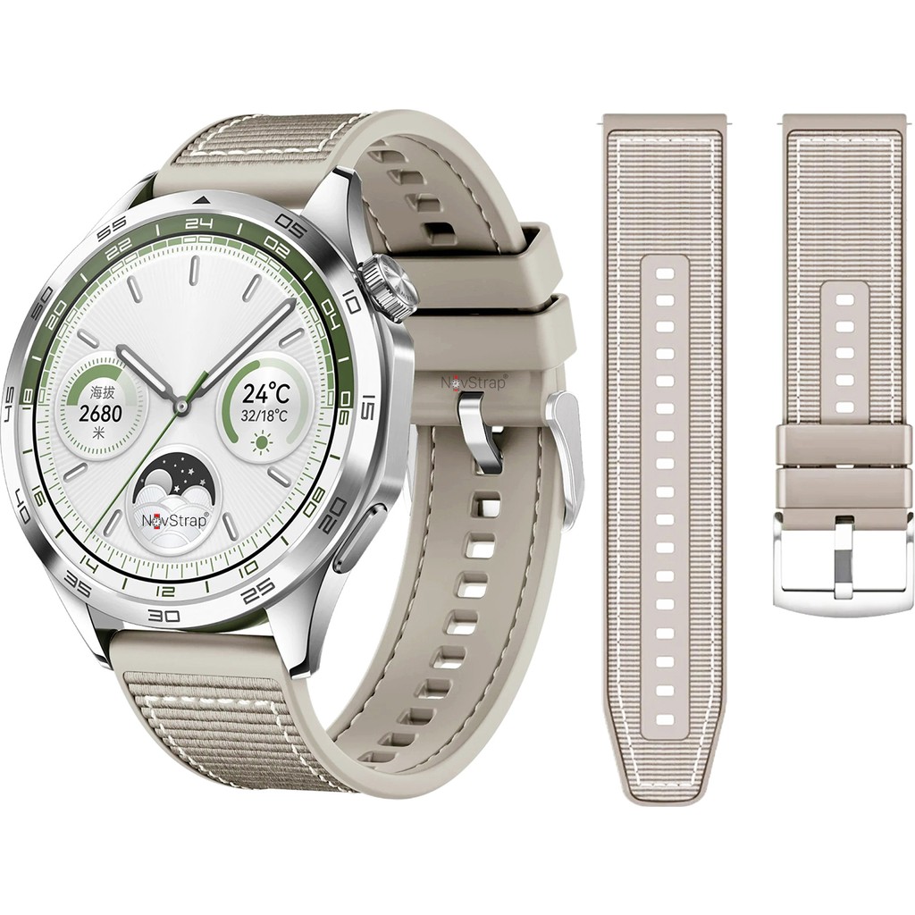 NovStrap Huawei Watch Gt6/Gt5/Gt4/Gt3/Gt2 46mm Pro/Se/Elite ile Uyumlu Kordon 22mm New Lansman - (22 MM) PİMLİ - Bej Akıllı Saat Aksesuarı Fiyatı