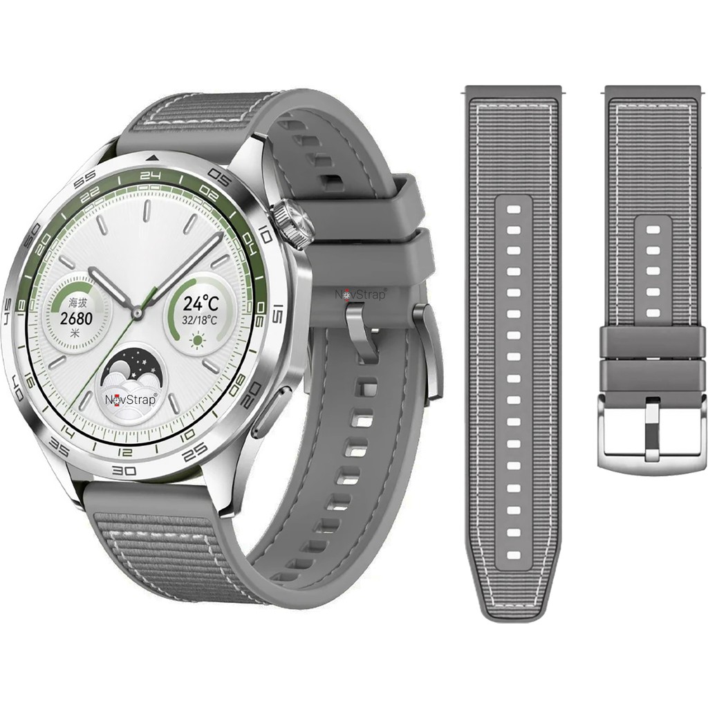 NovStrap Huawei Watch Gt6/Gt5/Gt4/Gt3/Gt2 46mm Pro/Se/Elite ile Uyumlu Kordon 22mm New Lansman - (22 MM) PİMLİ - Koyu Gri Akıllı Saat Aksesuarı Fiyatı