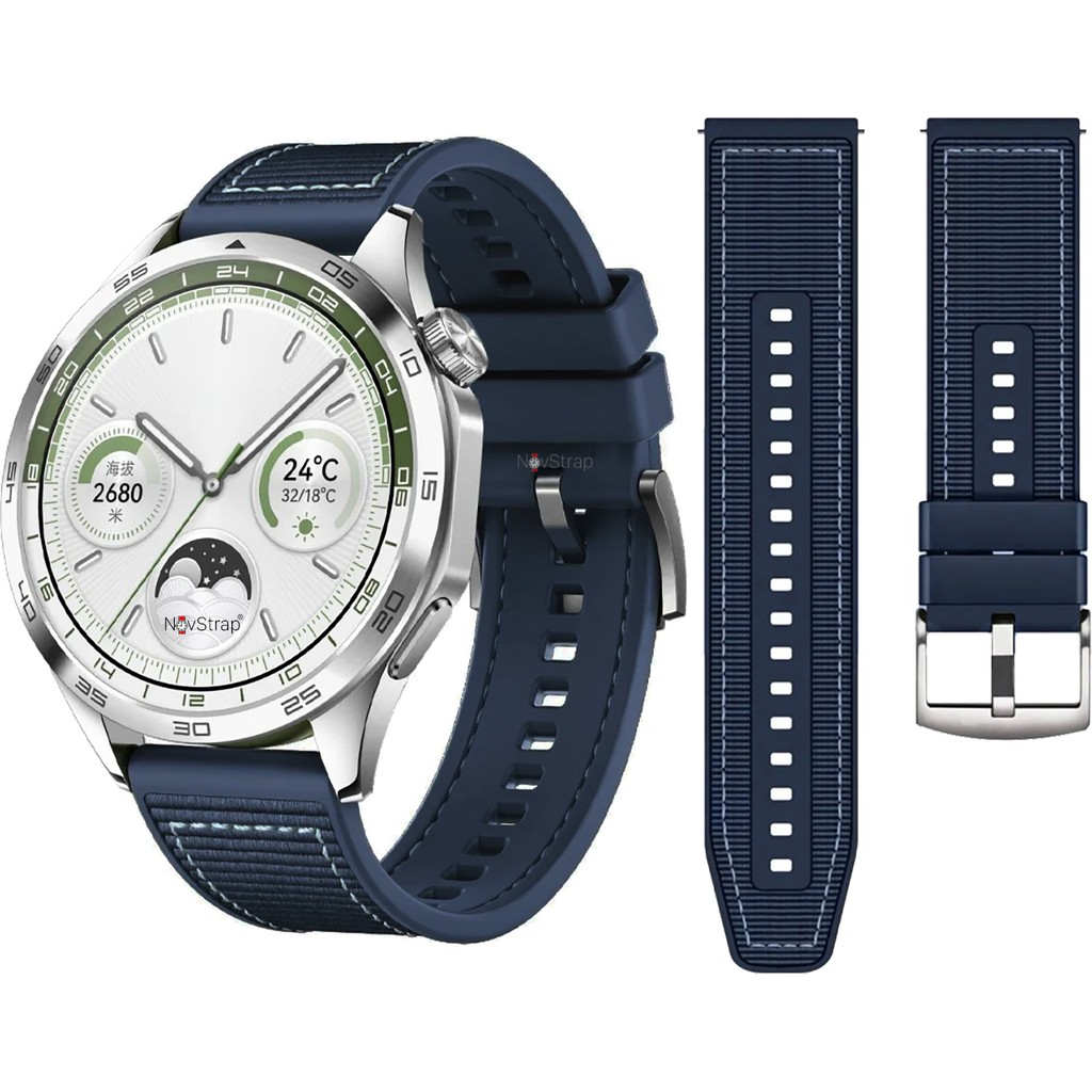 NovStrap Huawei Watch Gt6/Gt5/Gt4/Gt3/Gt2 46mm Pro/Se/Elite ile Uyumlu Kordon 22mm New Lansman - (22 MM) PİMLİ - Lacivert Akıllı Saat Aksesuarı Fiyatı