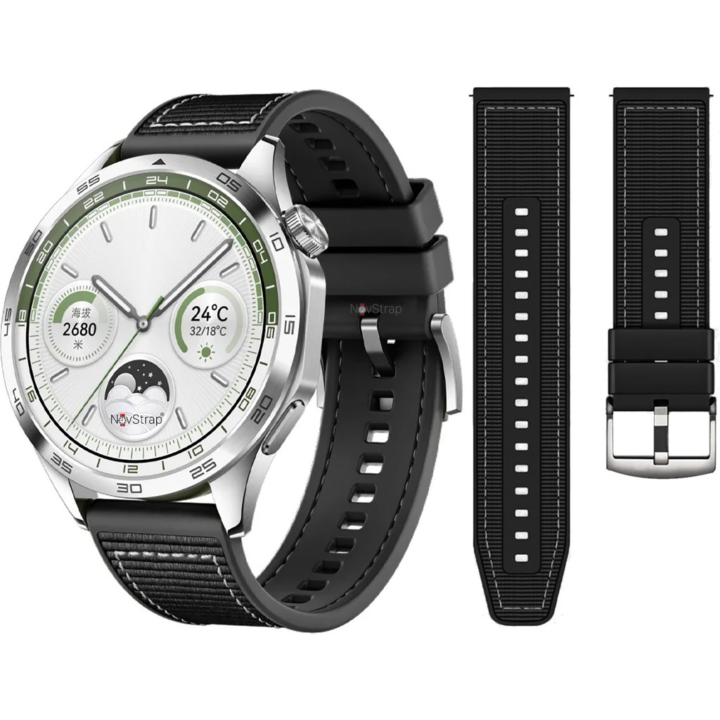 NovStrap Huawei Watch Gt6/Gt5/Gt4/Gt3/Gt2 46mm Pro/Se/Elite ile Uyumlu Kordon 22mm New Lansman - (22 MM) PİMLİ - Siyah Akıllı Saat Aksesuarı Fiyatı
