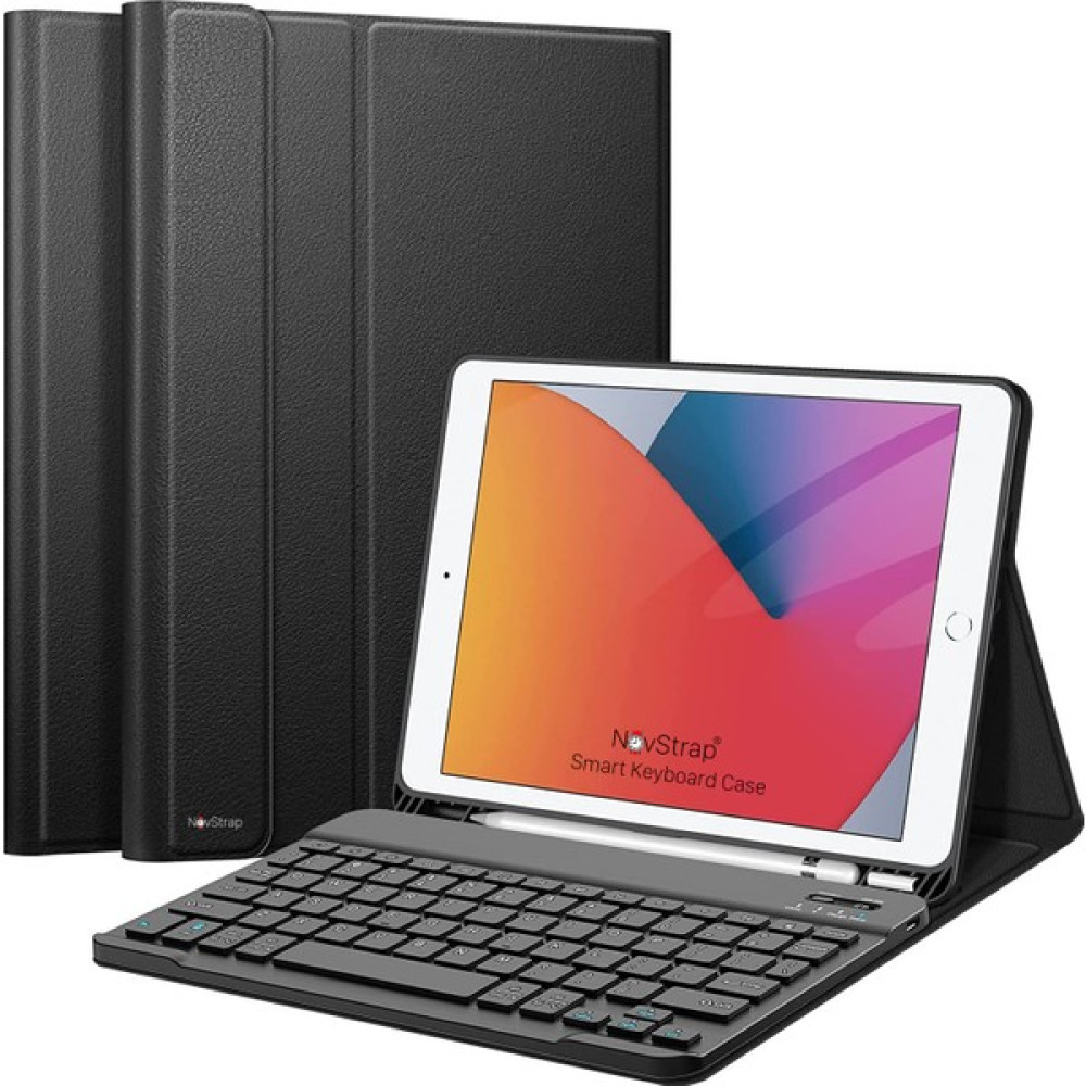 NovStrap Novstap Apple iPad Air 1 Air 2 iPad 9.7 Inç 2017 2018 5/6 Nesil ile Uyumlu Bluetooth Klavyeli Kılıf - Siyah Tablet Kılıfı Fiyatı