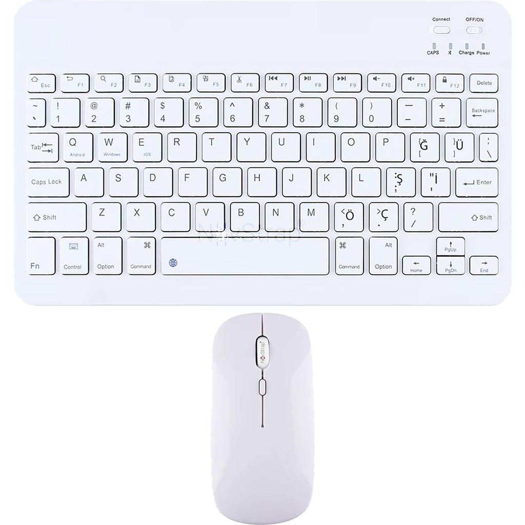 Novstrap Samsung Galaxy Tab A11 / A11 Plus ile Uyumlu Türkçe Q Bluetooth Klavye Mouse Seti Şarjlı - A11/A11 Plus - Beyaz Tablet Pc Aksesuarları Fiyatı
