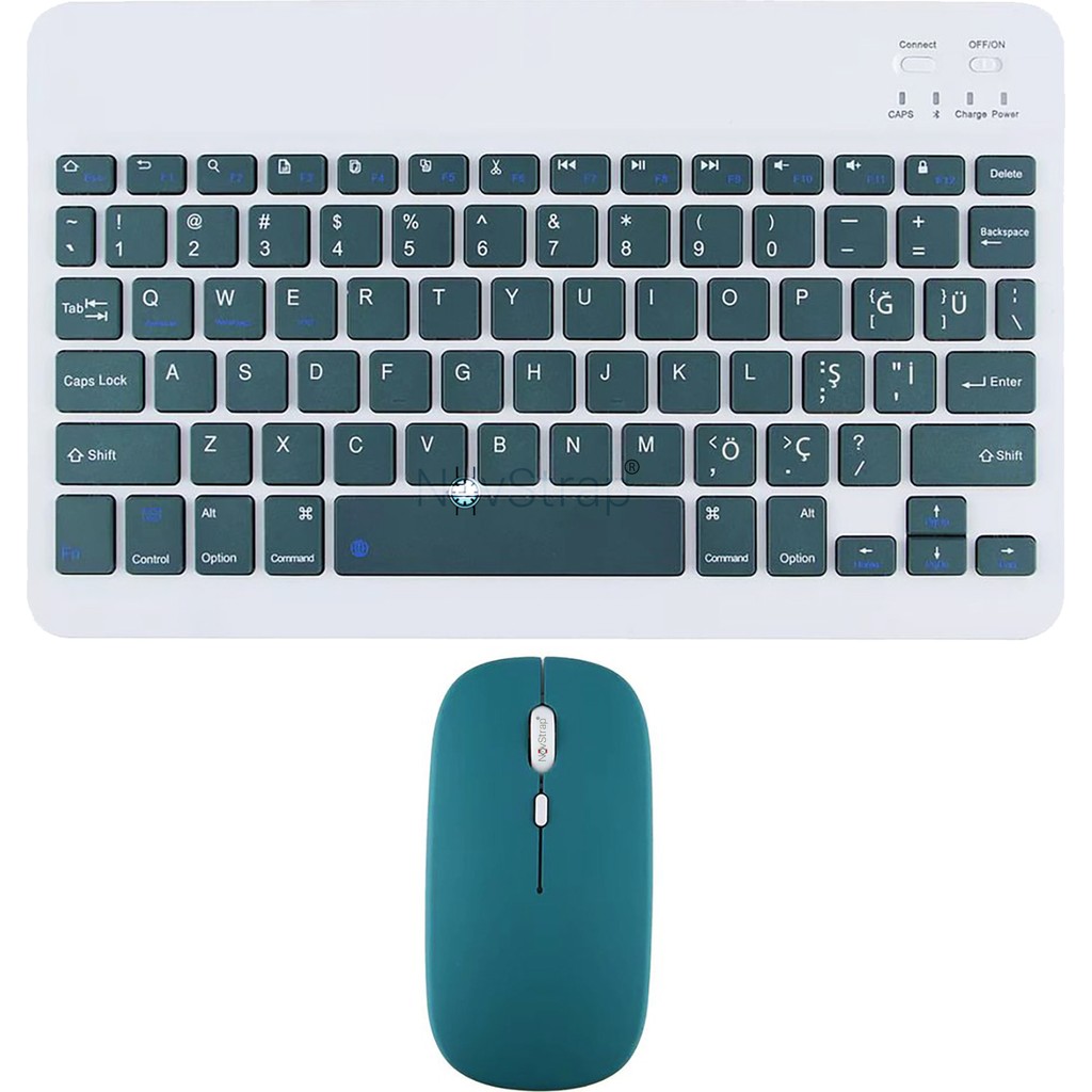Novstrap Samsung Galaxy Tab A11 / A11 Plus ile Uyumlu Türkçe Q Bluetooth Klavye Mouse Seti Şarjlı - A11/A11 Plus - Haki Tablet Pc Aksesuarları Fiyatı