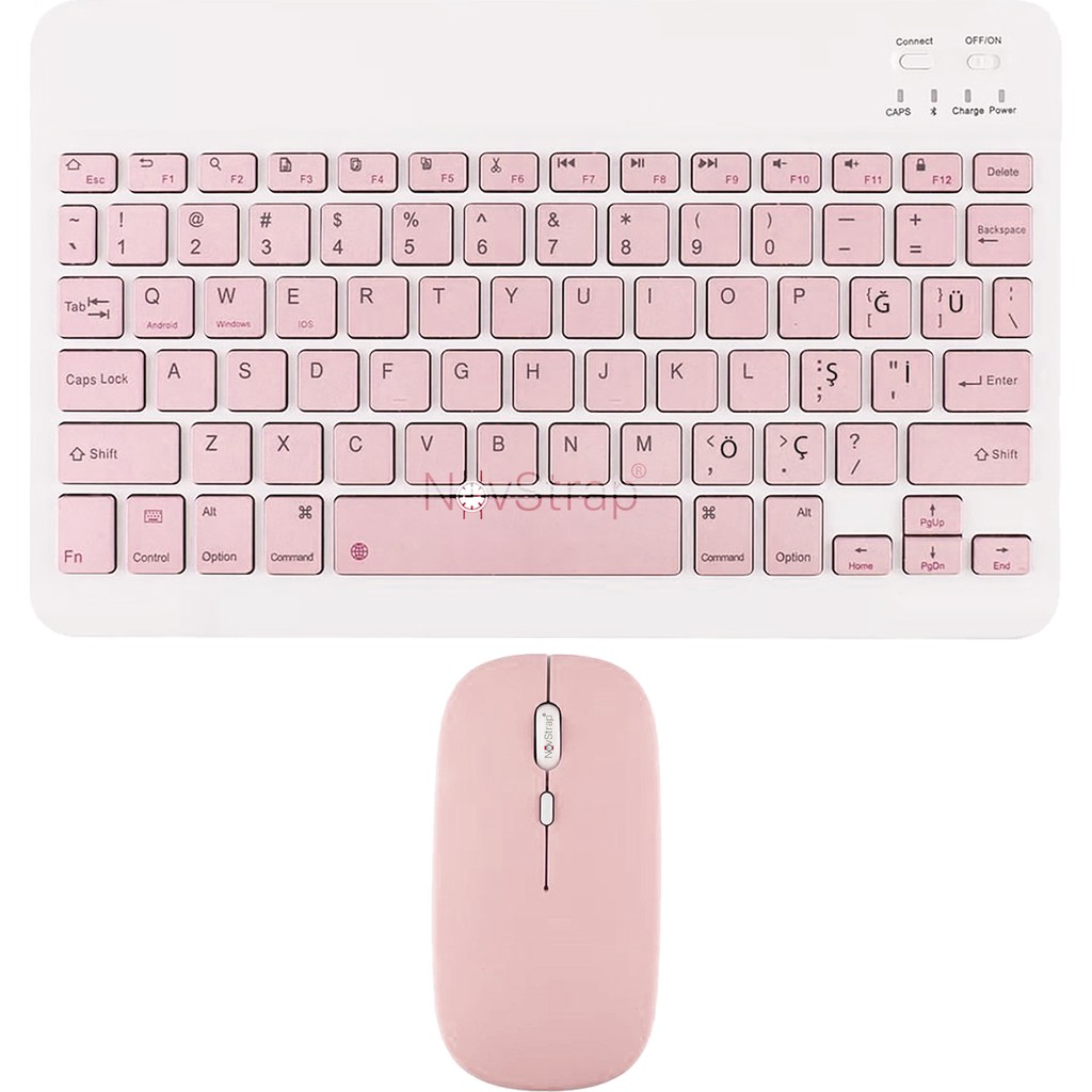 Novstrap Samsung Galaxy Tab A9 Plus / A9 X200 T500 T290 T220 ile Uyumlu Bluetooth Klavye Mouse Seti - SM A9/AP PLUS - Pembe Tablet Pc Aksesuarları Fiyatı