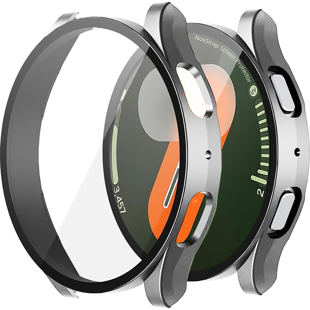 NovStrap Samsung Galaxy Watch 7 40mm ile Uyumlu Ekran Koruyucu Cam Kasa Koruyucu Kılıf Sert Pc - Gümüş - GALAXY WATCH 7 (40MM) Akıllı Saat Aksesuarı Fiyatı