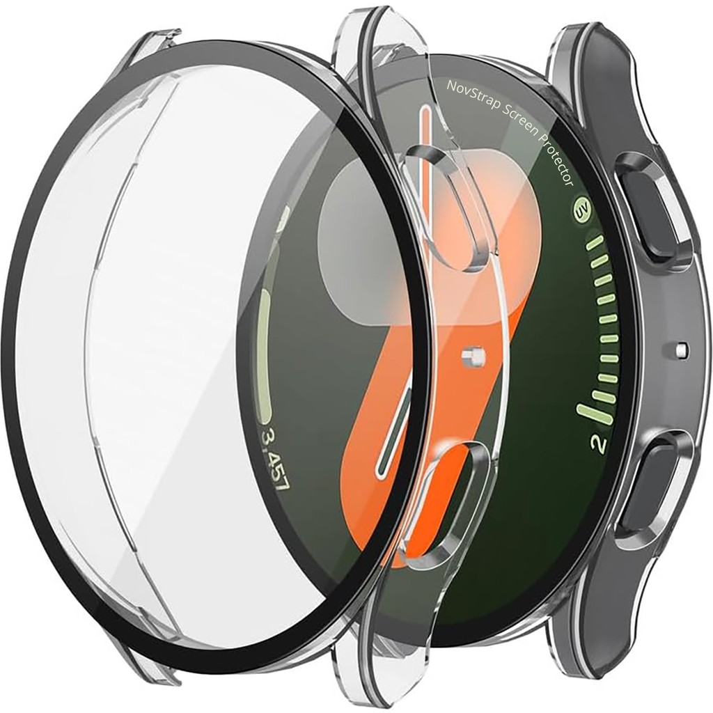 NovStrap Samsung Galaxy Watch 7 40mm ile Uyumlu Ekran Koruyucu Cam Kasa Koruyucu Kılıf Sert Pc - Şeffaf - GALAXY WATCH 7 (40MM) Akıllı Saat Aksesuarı Fiyatı