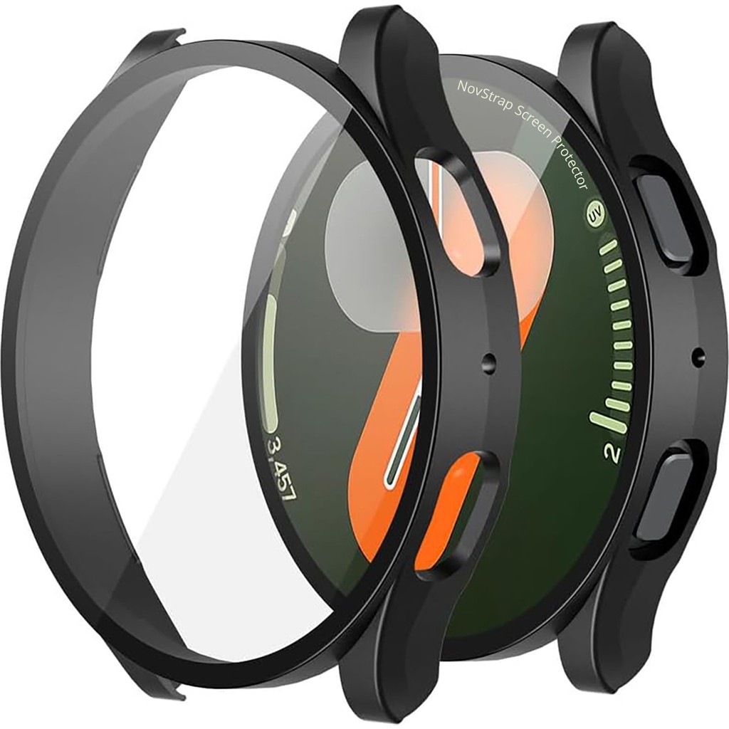 NovStrap Samsung Galaxy Watch 7 40mm ile Uyumlu Ekran Koruyucu Cam Kasa Koruyucu Kılıf Sert Pc - Siyah - GALAXY WATCH 7 (40MM) Akıllı Saat Aksesuarı Fiyatı