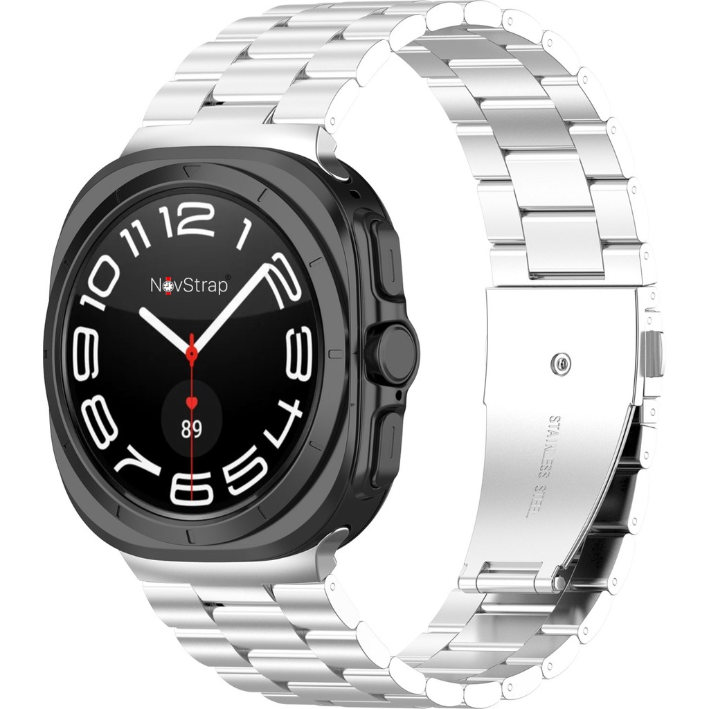 Novstrap Samsung Galaxy Watch Ultra 47 mm ile Uyumlu Kordon Baklalı Metal Paslanmaz Çelik Kayış - Gümüş Akıllı Saat Aksesuarı Fiyatı