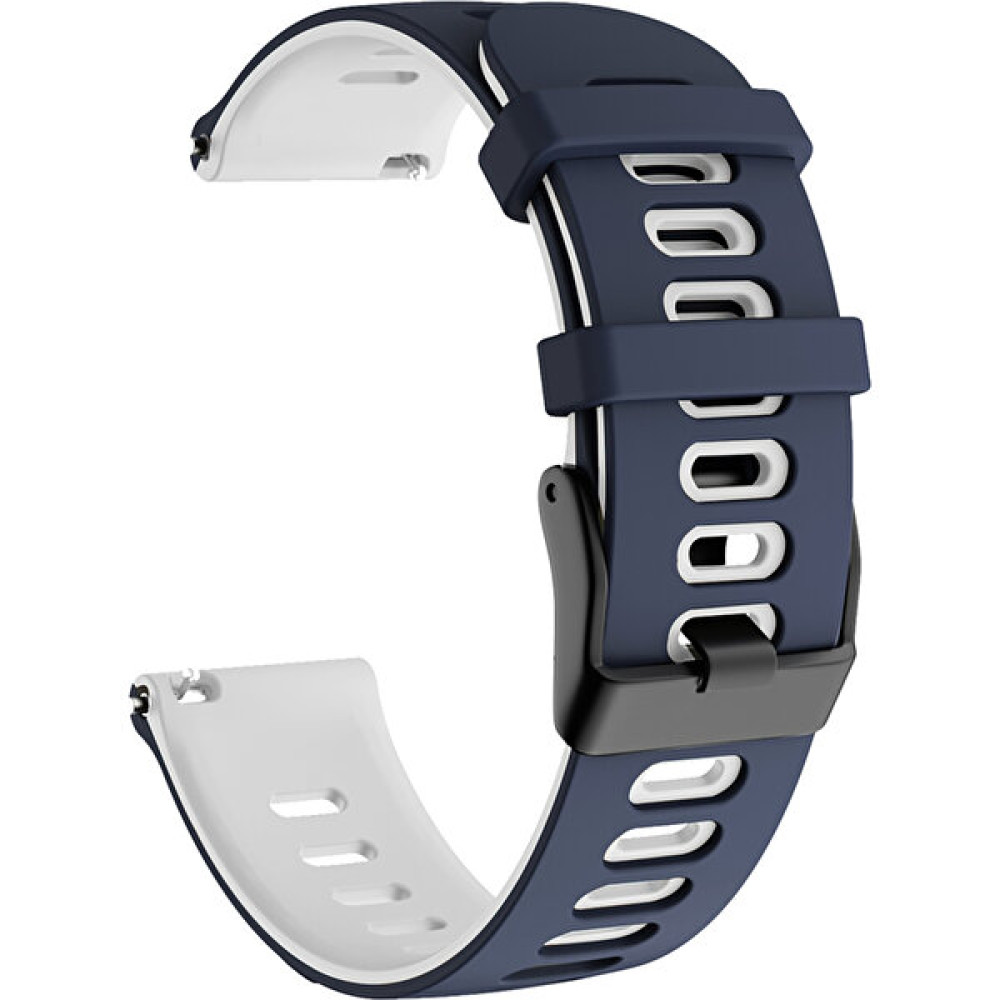 Novstrap Xiaomi Mi Watch Uyumlu Kordon Kayış (22MM) Sportive Delikli Spor Silikon Kordon - Lacivert - Beyaz Giyilebilir Teknoloji Aksesuarları Fiyatı