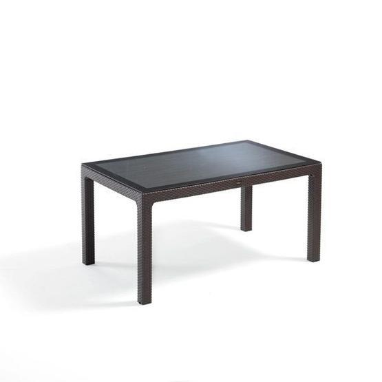 Novussi Rattan Kahve 90x150 cm Camlı Masa