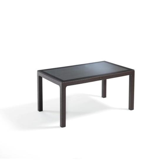 Novussi Rattan Kahve 90x150 cm Camlı Masa