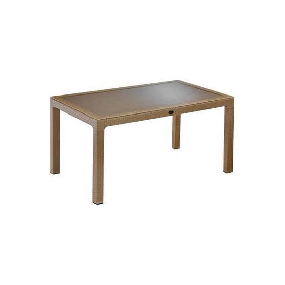 Novussi Rattan Kahve 90x150 cm Camlı Masa