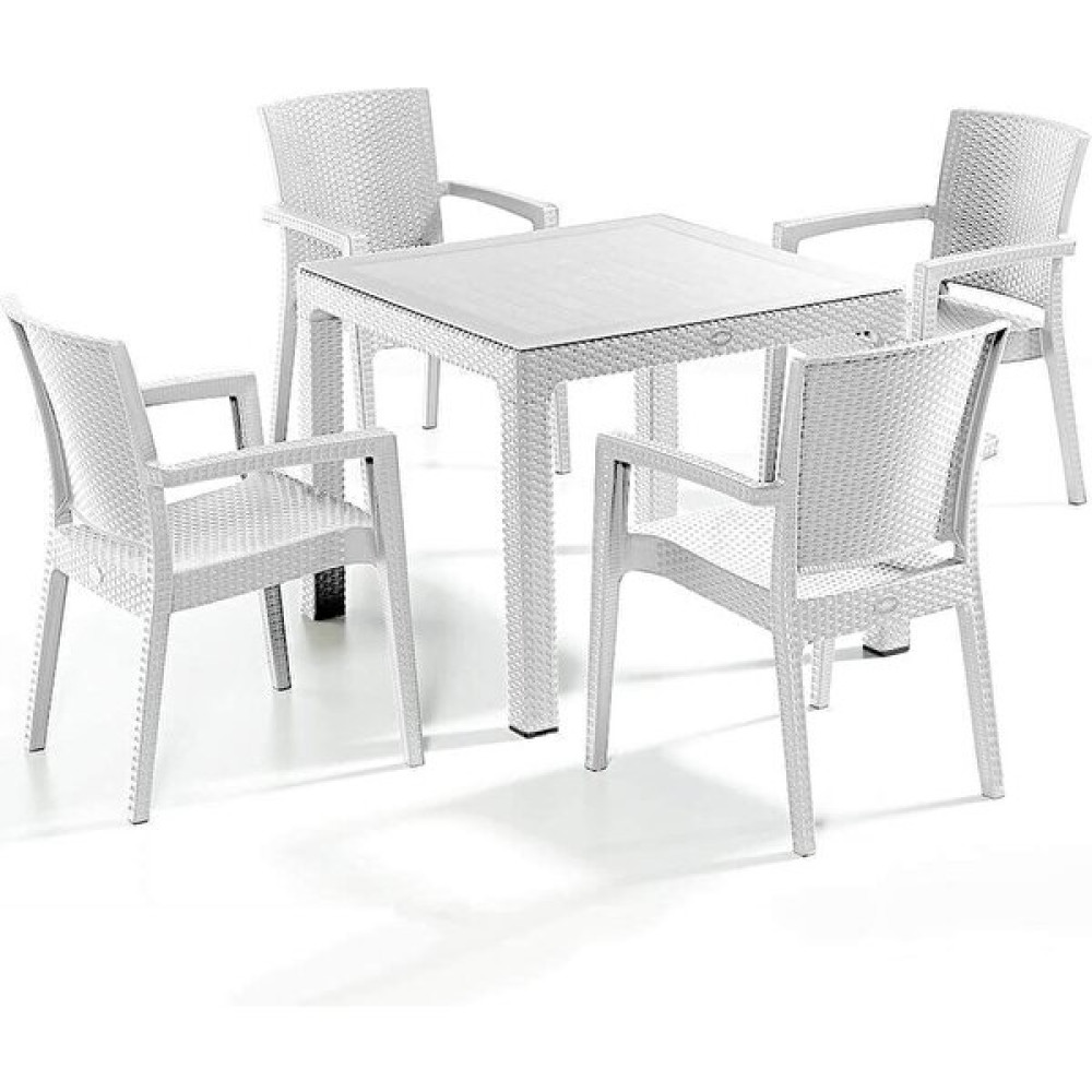 Novussi Rattan Zenit Masa Takımı - Beyaz - Balkon Bahçe Mobilyası Bahçe Mobilyası Takımı Fiyatı