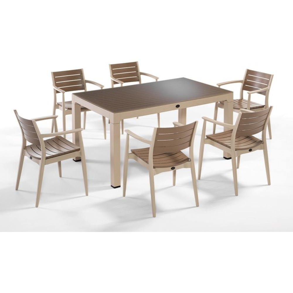 Novussi Regnum 6'lı Camlı Set 90 x 150 Masa Koltuk Cappuccino Bahçe Mobilyası Takımı Fiyatı