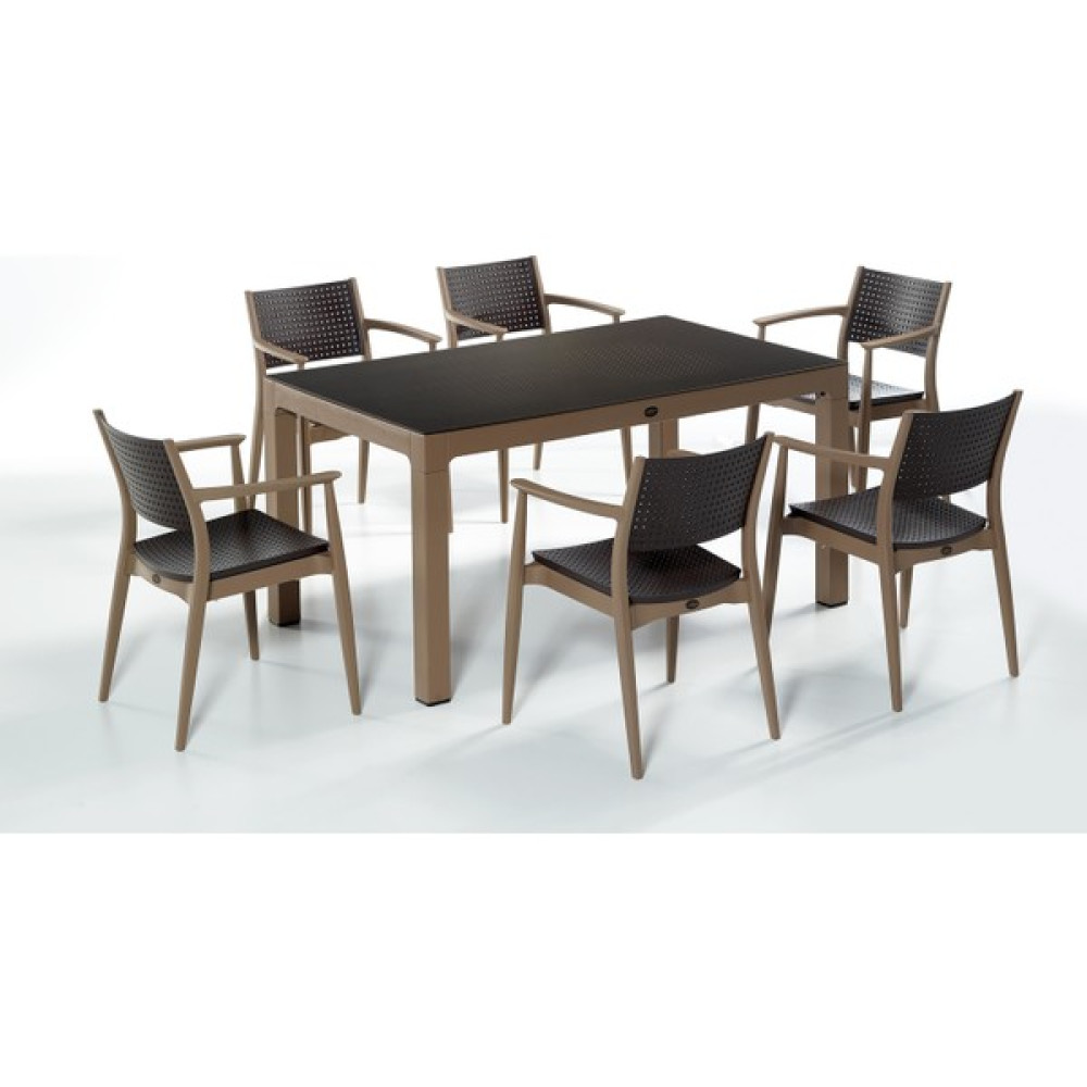 Novussi Seginus 6'Lı Camlı Set - Kahverengi Bahçe Mobilyası Takımı Fiyatı