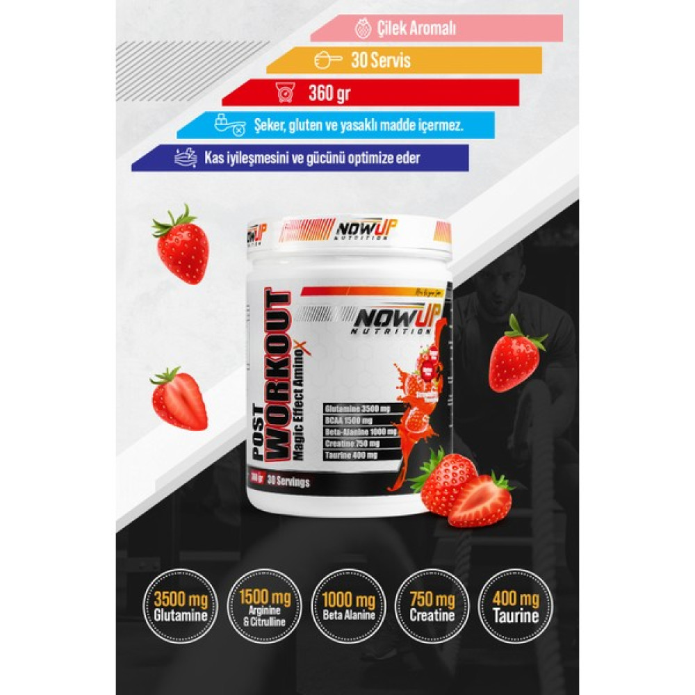 Nowup Nutrition Post-Workout Magic Effect Amino Asit / Strawberry 360 gr. / 30 Servis Amino Asit Fiyatı