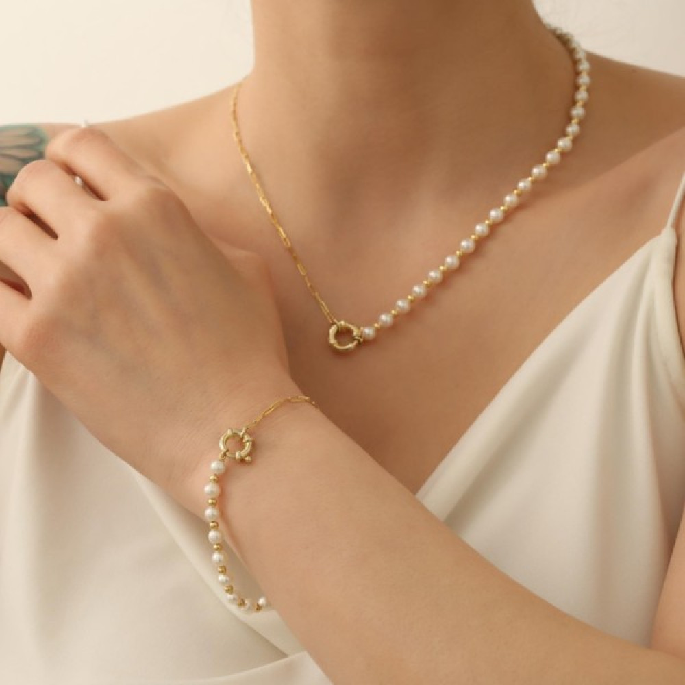 Nox Jewelry 925 Ayar Gümüş Cream Tatlı Su Incisi SET-5.59MM Gümüş Kolye Fiyatı