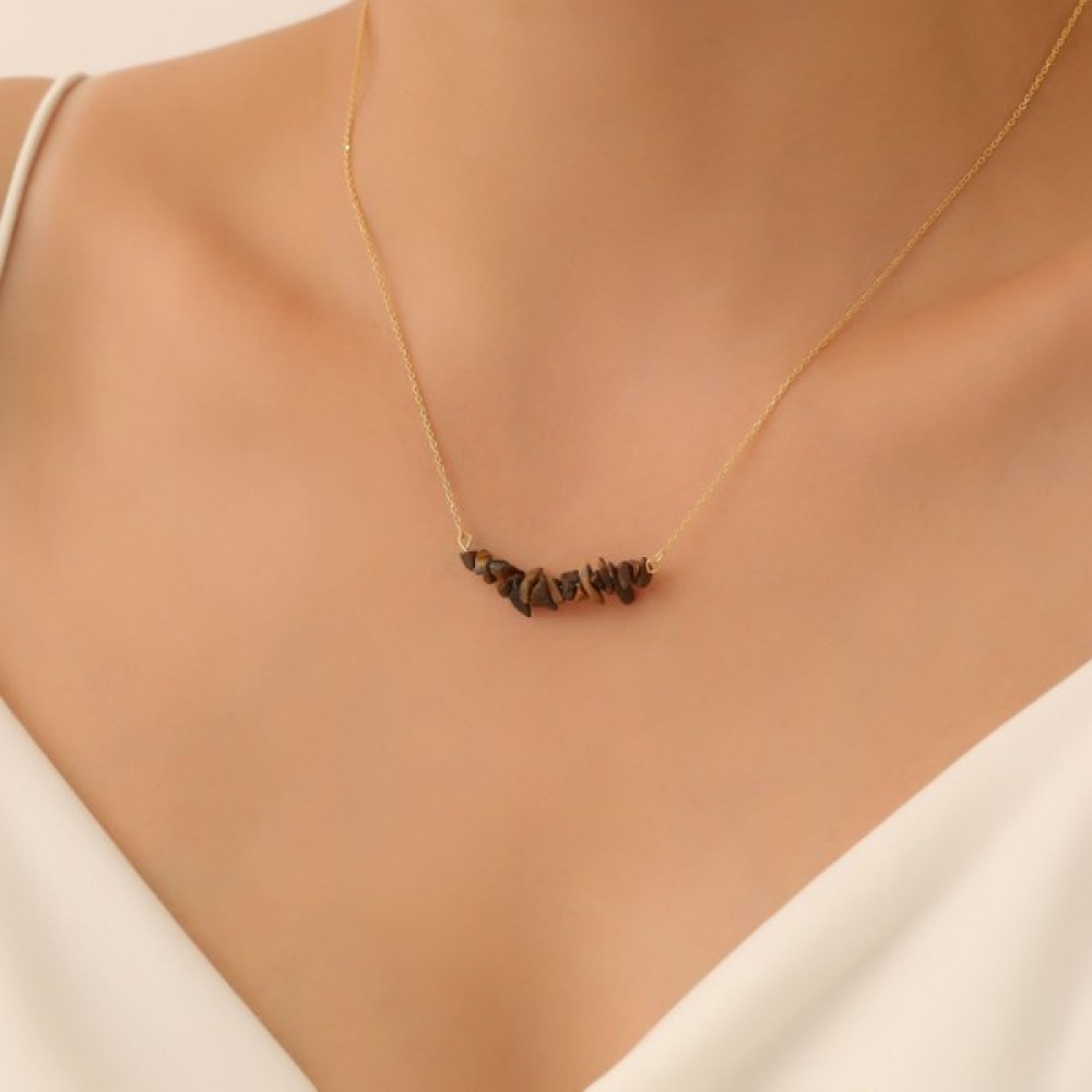 Nox Jewelry 925 Ayar Gümüş Değerli ve Doğal Kaplan Gözü Taş Kolye - CNS00557 - 45 cm Gümüş Kolye Fiyatı