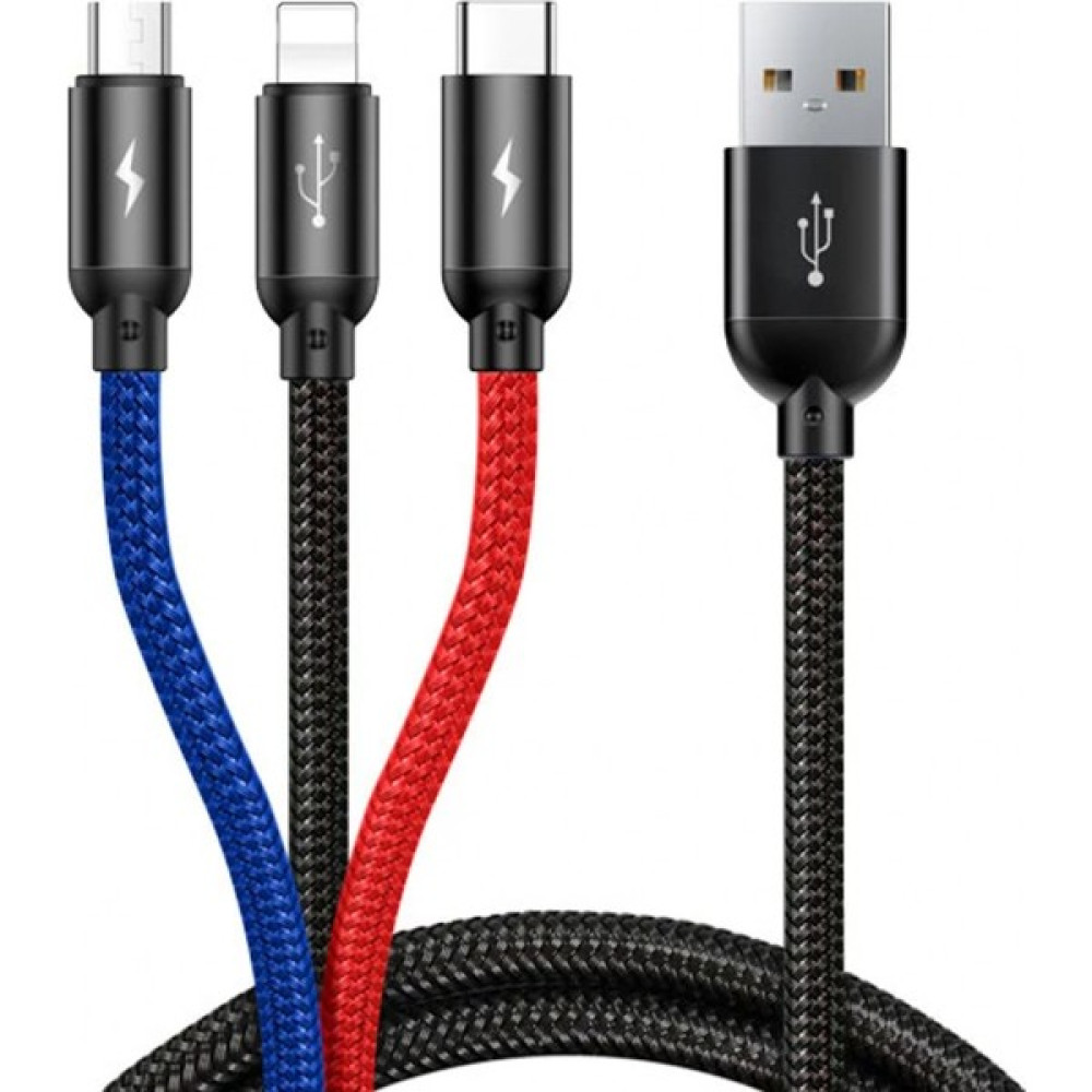 Noyiska Huawei Xiaomi Samsung Iphone Uyumlu Çoklu Şarj Aleti Cihazı Kablosu Type-C Micro Lightning 3lü Şarz - Siyah Cep Telefonu Kablosu Fiyatı
