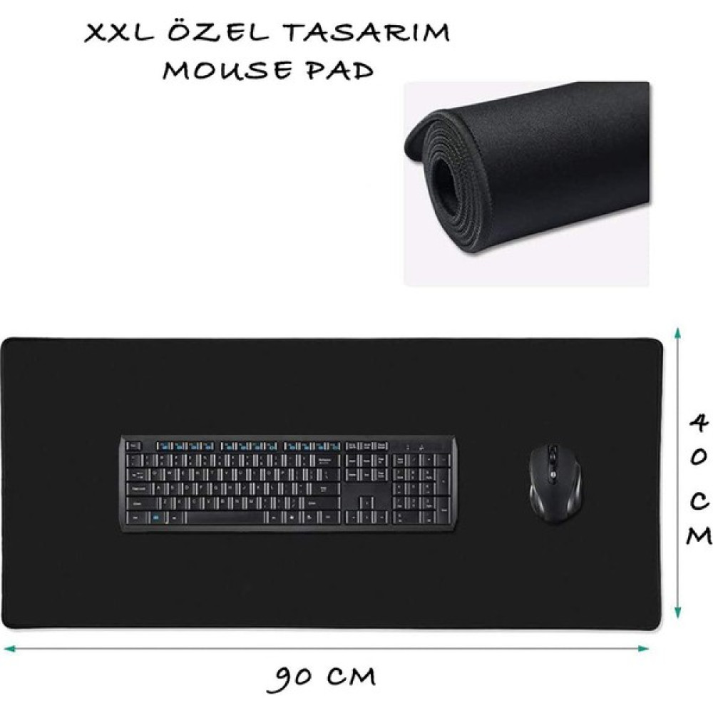 Noyiska Mause Ped Gamer Oyuncu Mouse Pad Kaydırmaz Mousepad Uzun Klavye Fare Altlığı 90CMX40CM - Siyah Mouse Pad Fiyatı