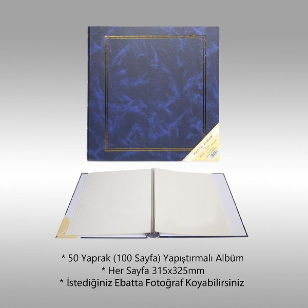 Nrcn 50 Yaprak [100 SAYFA]-31X32 cm Yapışkanlı Ciltbezli Fotoğraf Albümü Lacivert Resim & Fotoğraf Çerçevesi Fiyatı