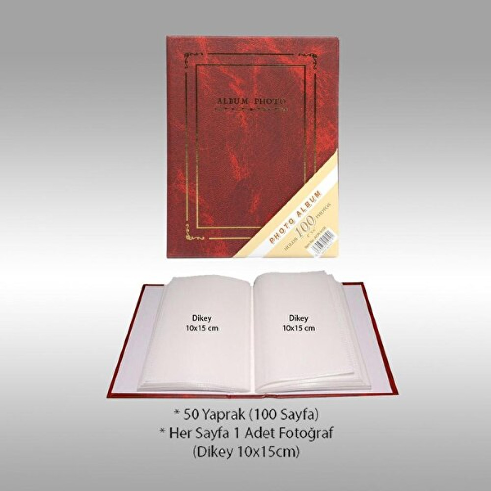 Nrcn Ciltbezli 100'LÜK 10X15CM Fotoğraf Albümü - Bordo Resim & Fotoğraf Çerçevesi Fiyatı