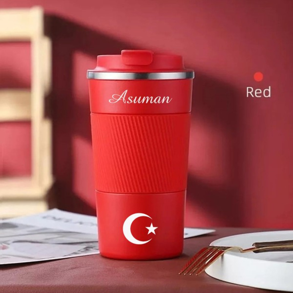 NRD Life Hediyelik Kişiye Özel İsim Baskılı Çelik Termos Termos Mug Kupa Kırmızı (500 ml ) Kamp Mutfağı Fiyatı