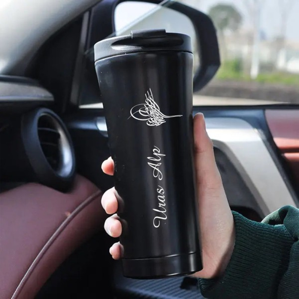 NRD Life Kişiye Özel Isim Baskılı Çelik Termos Mug Bardak Siyah ( 500 ml ) Kamp Mutfağı Fiyatı