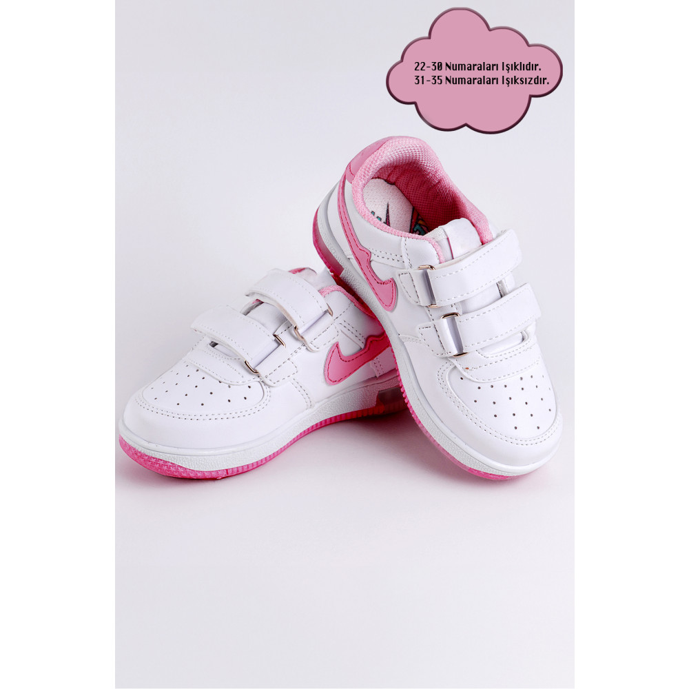 NS Little Kız Çocuk Pembe-beyaz Işıklı Sneaker Spor Ayakkabı(BİR NUMARA KÜÇÜK ALINIZ) 22 Beden Spor Ayakkabı Fiyatı