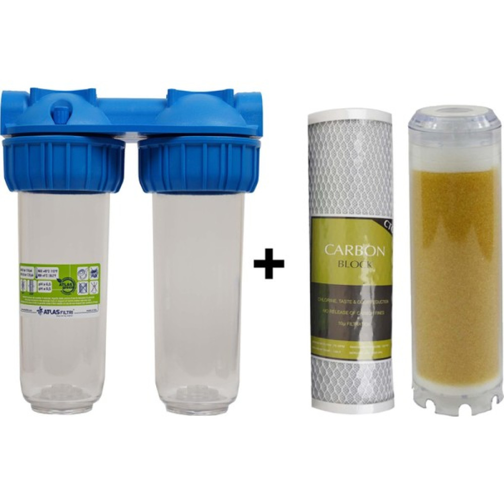 Ns Naturel Naturel Su Arıtma Atlas 10" Ikili Daire Girişi Su Arıtma Cihazı (İthal) Blok Karbon + Reçine Oto Boyaları Fiyatı
