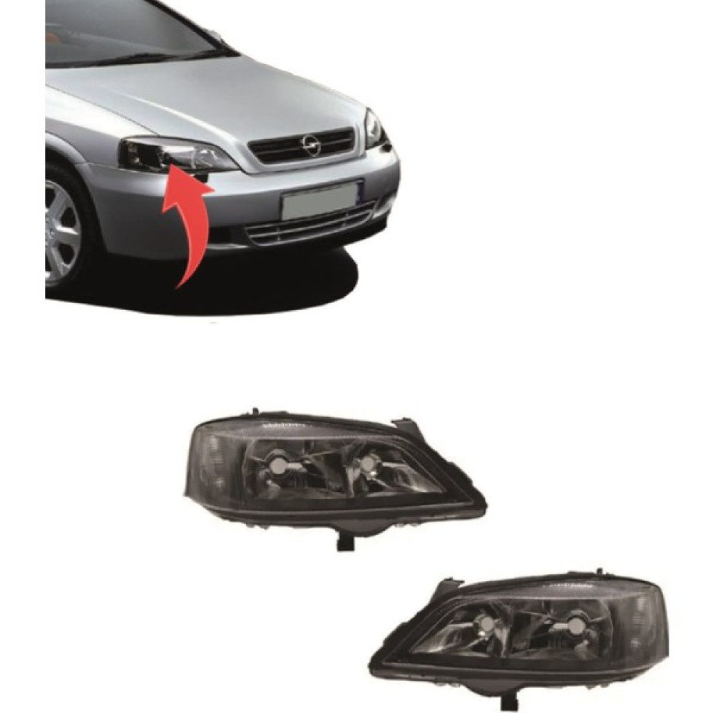 Ns Nilser Auto Parts Opel Astra G Hachback Sedan Sağ-Sol Far Takım (Siyah) 1998-204 - Siyah Oto Aydınlatma Fiyatı
