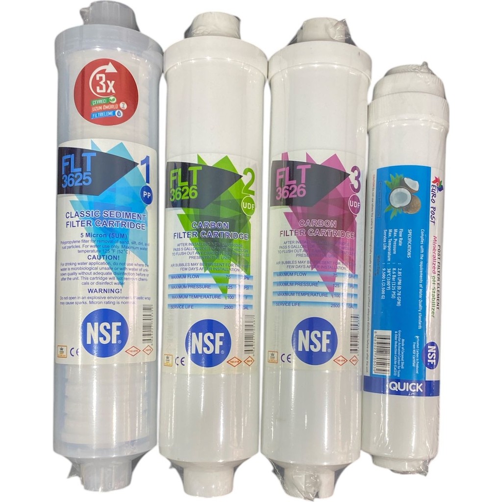NSF SU ARITMA FİLTRESİ KAPALI KASA NSF ONAYLI PREMİUM 4 AŞAMALI FİLTRE SETİ Diğer Fiyatı