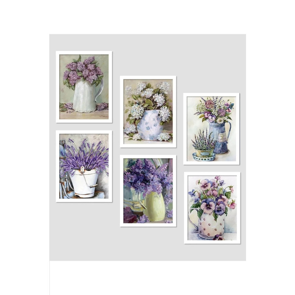 NT Handmade 6 Parça Vazoda Mor Çiçekler Duvar Dekoru Salon Oturma Yatak Odası Ofis Için 20x15 Tablo Seti Tablo & Poster Fiyatı