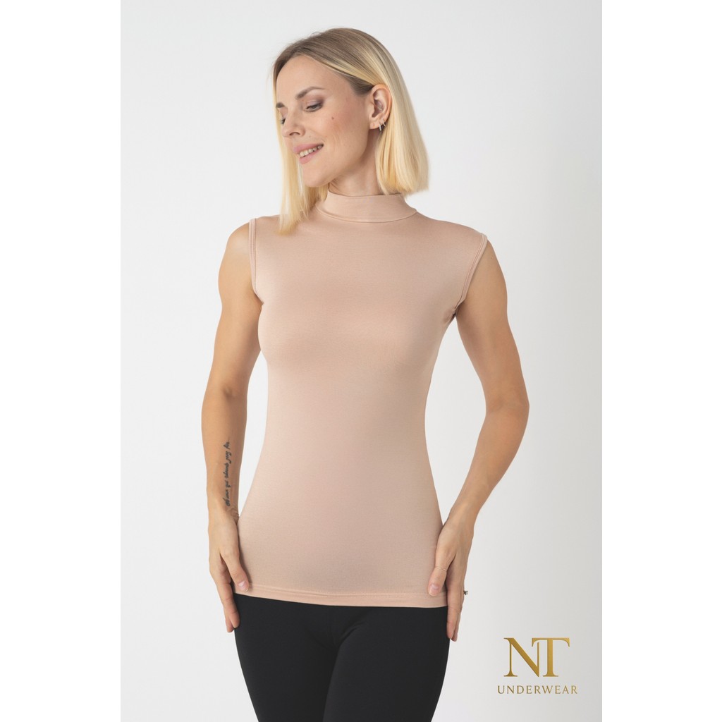 NT Underwear Kadın Bambu Balıkçı Yaka Sıfır Kol T-Shirt – Hafif, Rahat ve Şık Giyim & İç Giyim Fiyatı