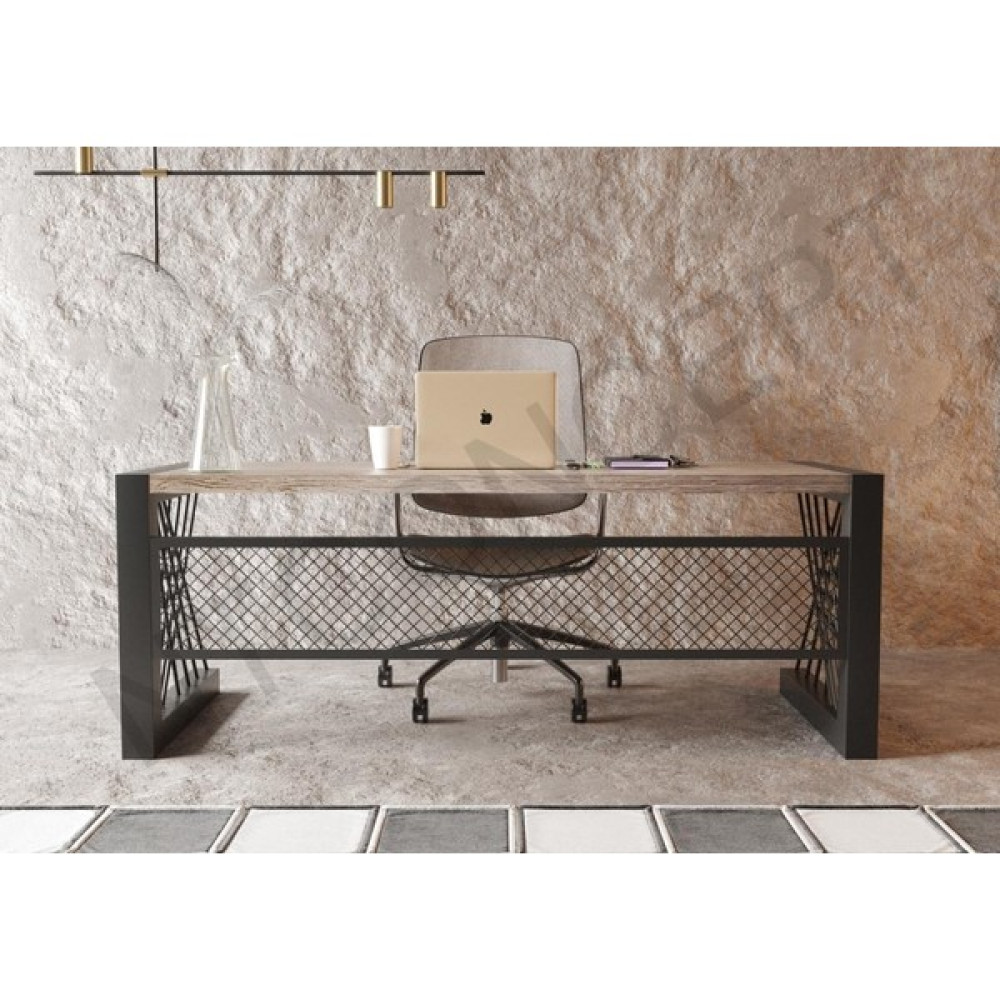 Ntconcept Alfa Eskitme Beyaz Masif Ağaç Ofis ve Çalışma Masası - Ebat Seçenekli - 85x220 cm - Açık Ceviz Çalışma Masası Fiyatı