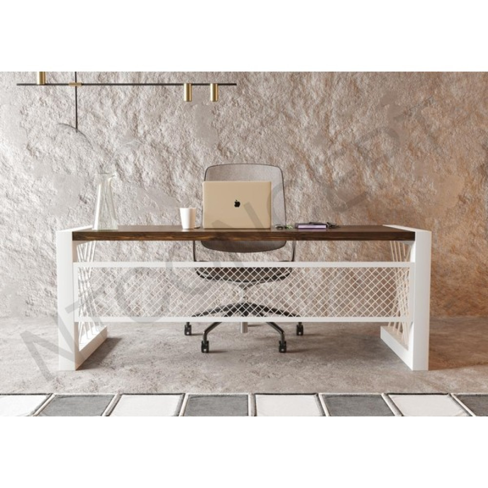 Ntconcept Alfa Koyu Ceviz Renk Masif Ağaç Ofis ve Çalışma Masası - Ebat Seçenekli - 85x140 cm - Açık Ceviz Çalışma Masası Fiyatı