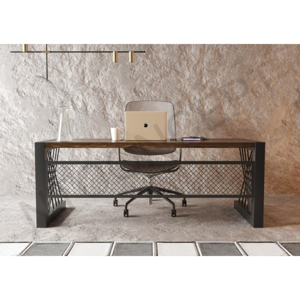Ntconcept Alfa Koyu Ceviz Renk Masif Ağaç Ofis ve Çalışma Masası - Ebat Seçenekli - 85x210 cm - Açık Ceviz Çalışma Masası Fiyatı