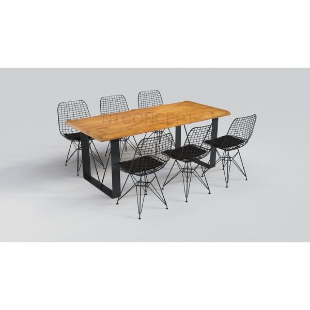 Ntconcept Doğal Ahşap Sandalyeli Masa TAKIMI(85CM-125CM Masa+6 Sandalye) - 85cm-125cm+6 Sandalye Yemek & Mutfak Masası Fiyatı
