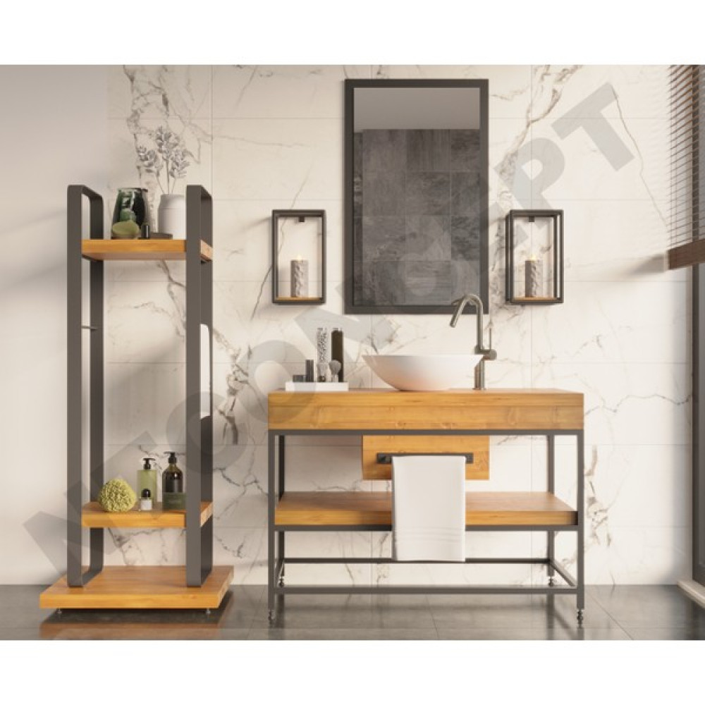 Ntconcept Liv Ayna Çerçeveli Masif Ahşap Lavabo Dolabı HILTON(110CM) Banyo Dolabı / Mobilyası Fiyatı