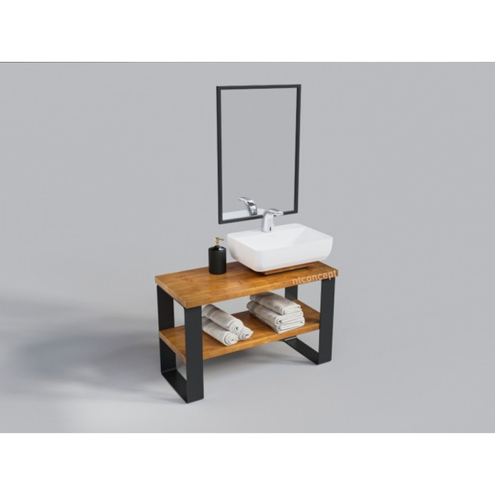 Ntconcept Masif Ağaç Lavabo Dolabı - Masif Ahşap - 110 cm x 41 cm x h78 cm Banyo Dolabı / Mobilyası Fiyatı