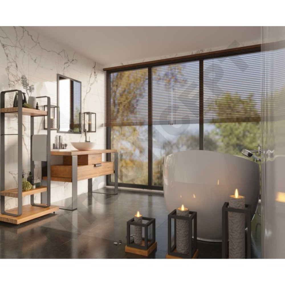 Ntconcept Mina Ayna Çerçeveli Masif Ahşap Lavabo Dolabı Hilton - 120 cm - Açık Ceviz Banyo Dolabı / Mobilyası Fiyatı