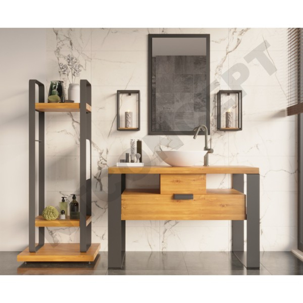 NTConcept Mina Ayna Çerçeveli Masif Ahşap Lavabo Dolabı HILTON(90CM) Banyo Dolabı / Mobilyası Fiyatı
