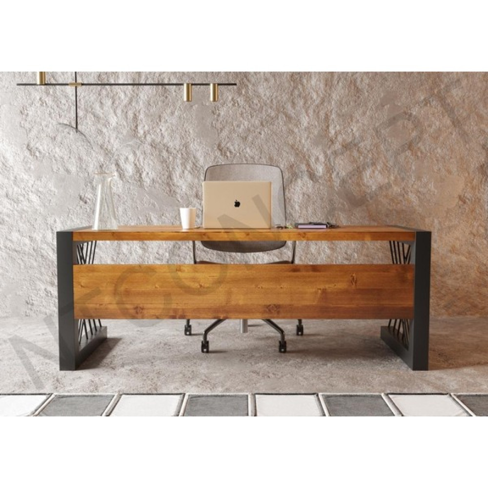 Ntconcept Trin Masif Ağaç Ofis ve Çalışma Masası - Ebat Seçenekli - 85x200 cm - Açık Ceviz Çalışma Masası Fiyatı