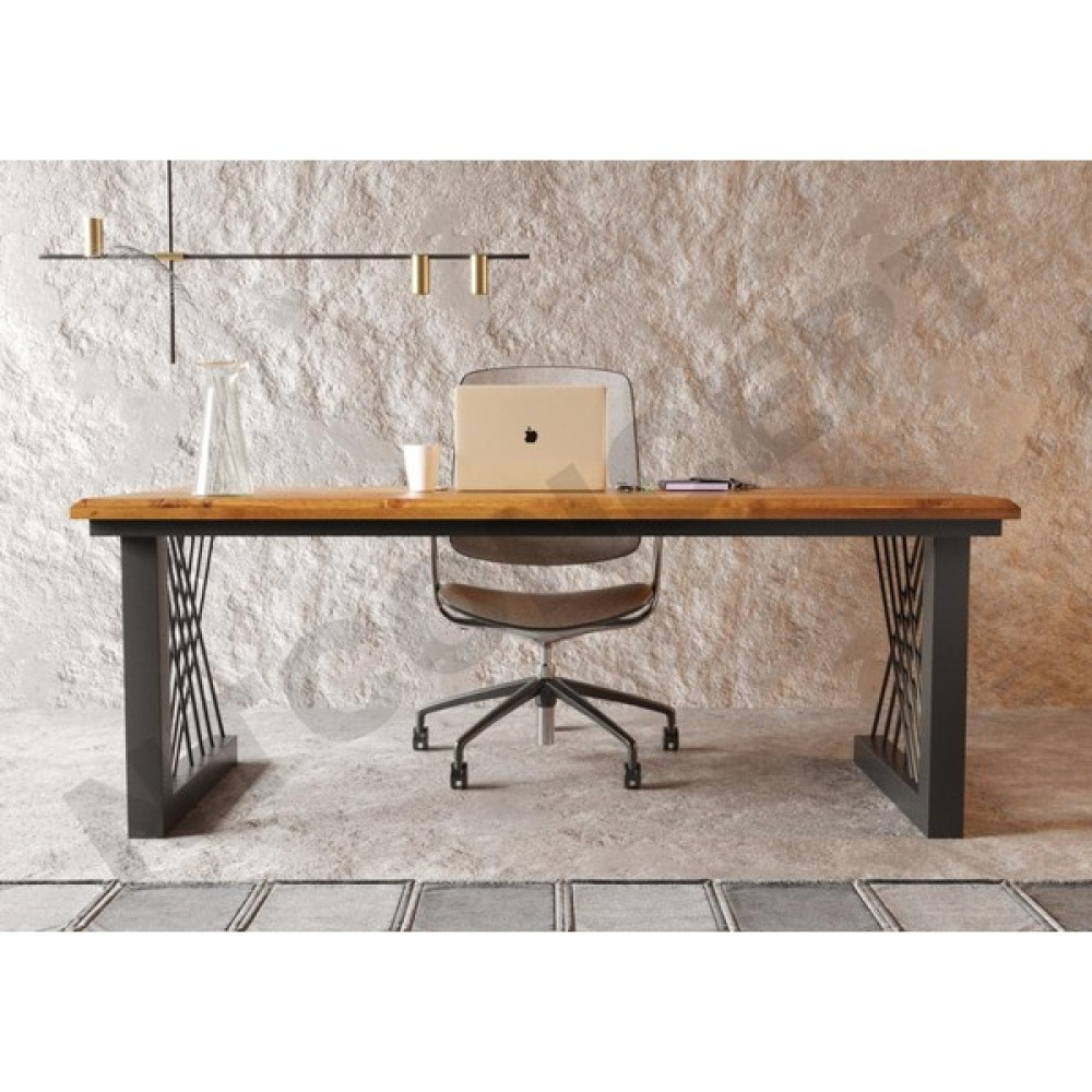Ntconcept Tron Masif Ağaç Ofis ve Çalışma Masası - Ebat Seçenekli - 85x170 cm - Açık Ceviz Çalışma Masası Fiyatı