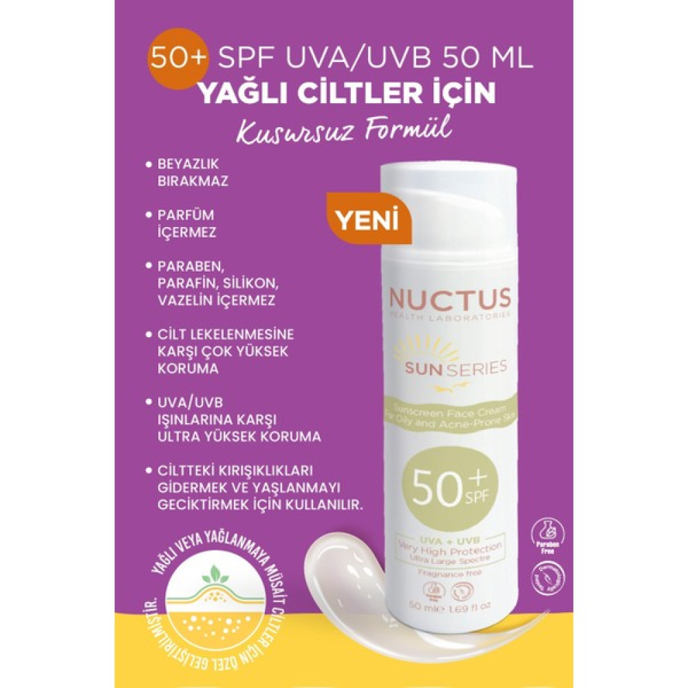 Nuctus Güneş Koruyucu Krem 50 ml Yağlı Ciltler İçin Güneş Kremleri ve Losyonları Fiyatı