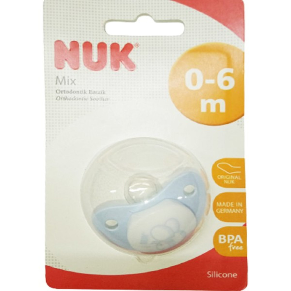 Nuk Mix 0-6 Ay Silikon Ortodontik Emzik No:1 - 0 - 6 Ay - Mavi Emzik Fiyatı