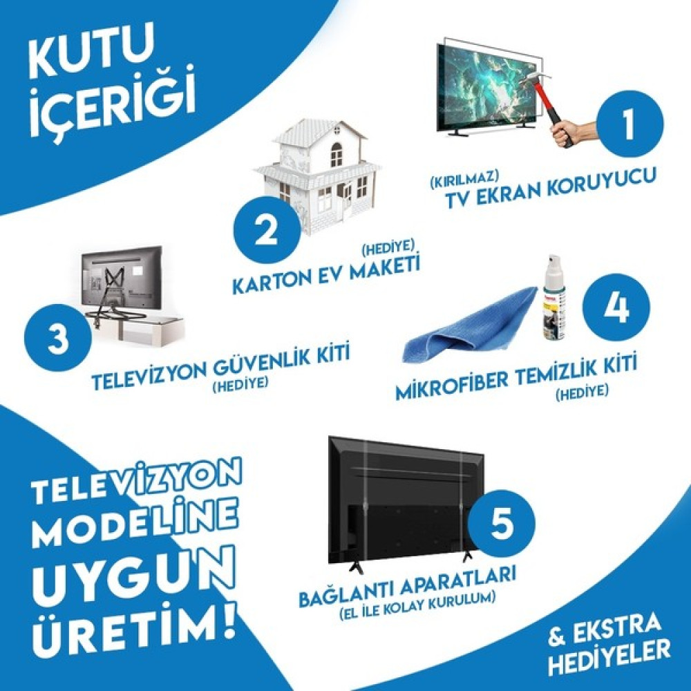 Nunamax 3mm LG 55UK7550PLA Tv Ekran Koruyucu / Tv Koruma Paketi TV Aksesuarları Fiyatı